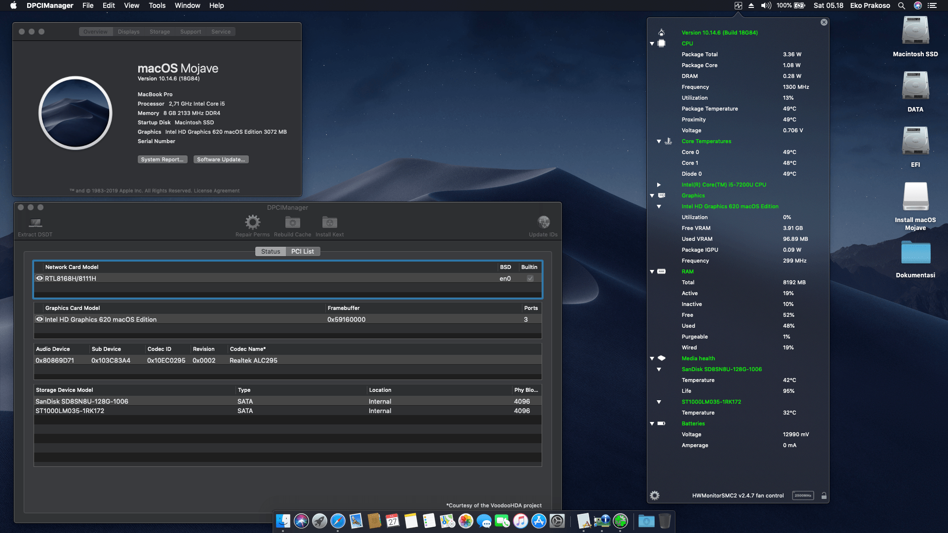 Succes Hackintosh macOS Mojave 10.14.6 Build 18G84 at HP Pavilion 14-BF002TX